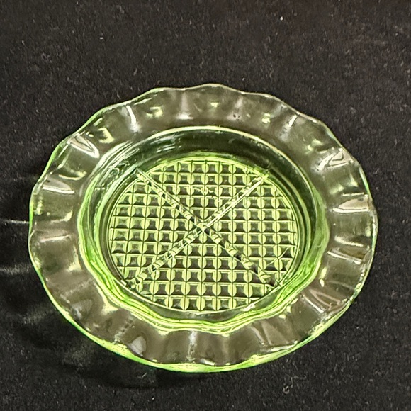 Other - Vintage Uranium Green Glass 4” Coaster /  Condiment Dish